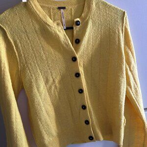 New cropped Free People Cardigan, yellow, Size S